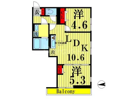 グラナーデ六町II(2LDK/3階)の間取り写真