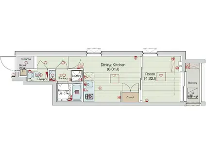 セリュークス田園調布南(1DK/2階)の間取り写真