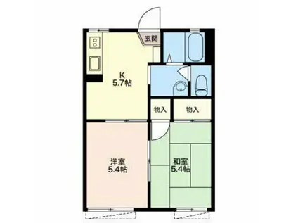 リバーサイド花ノ木(2DK/1階)の間取り写真