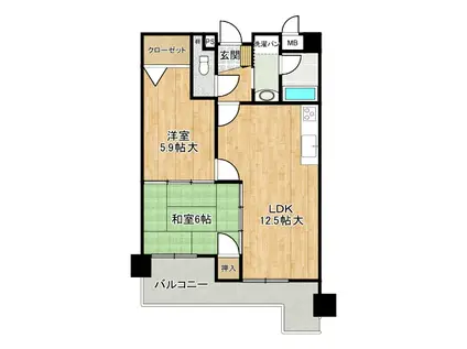 スタシオン海の中道I(2LDK/2階)の間取り写真