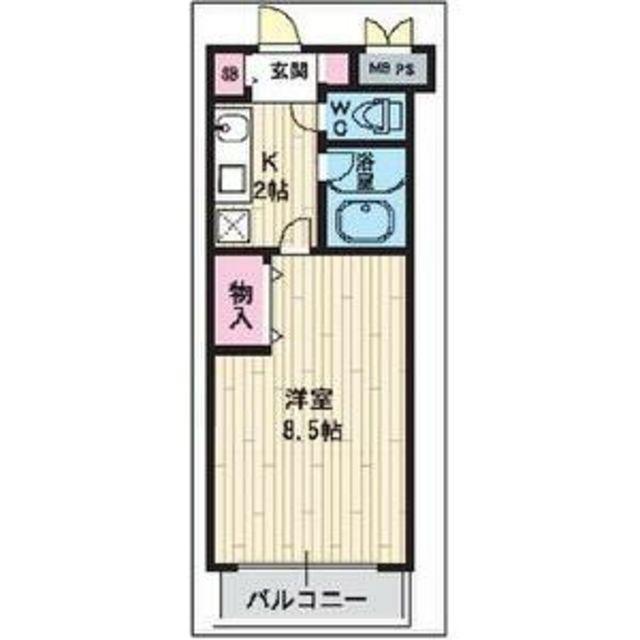 アロース我孫子東(1K/1階)の間取り写真