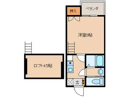 ルーブルAOKI(1K/2階)の間取り写真