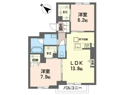 クオリスタ マース(2LDK/1階)の間取り写真