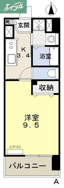 福富GRADEマンション(1K/4階)の間取り写真