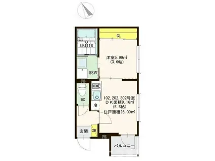 GRACIEUX MAISON(1DK/2階)の間取り写真