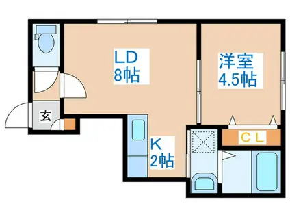 グランフェリーチェ手稲(1LDK/2階)の間取り写真