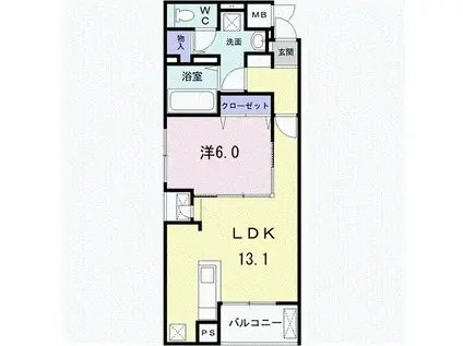 ブエナ・スエルテ(1LDK/4階)の間取り写真
