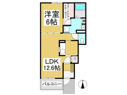 トリニティ岩村田II(1LDK/1階)の間取り写真