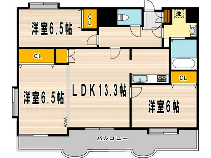 ニューリバー戸畑(3LDK/10階)の間取り写真