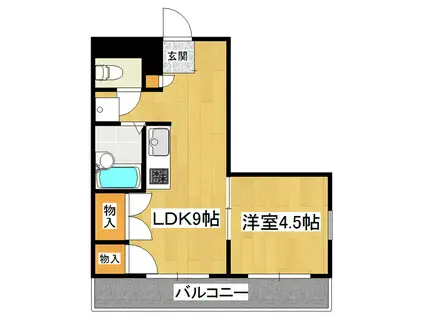 ビスタ大津野B棟(1LDK/1階)の間取り写真