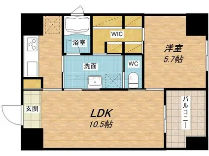 ルクレ堺筋本町レジデンス(1LDK/9階)の間取り写真