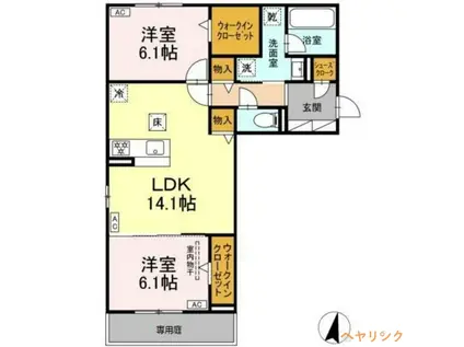 プルミエラルーム(2LDK/1階)の間取り写真