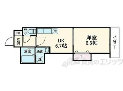 CLAIRTOWER(1DK/13階)の間取り写真