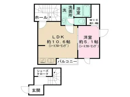 サンコート荒川(1LDK/2階)の間取り写真