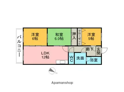 サンモール岡田(3LDK/2階)の間取り写真