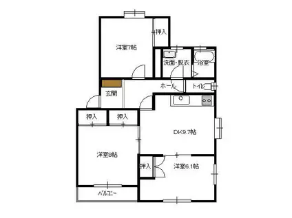 エクセレンス細野1号館(3DK/2階)の間取り写真