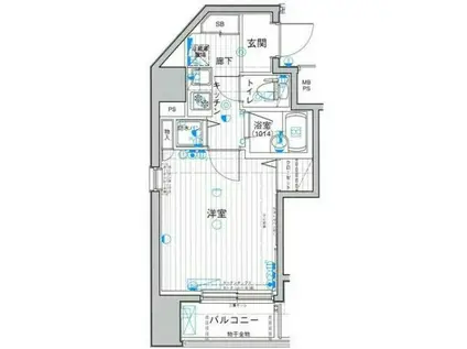 パークウェル代田橋(1K/10階)の間取り写真