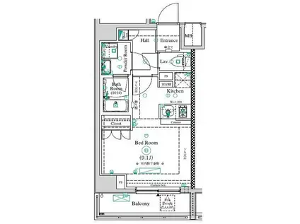 アンベリール王子II(ワンルーム/2階)の間取り写真