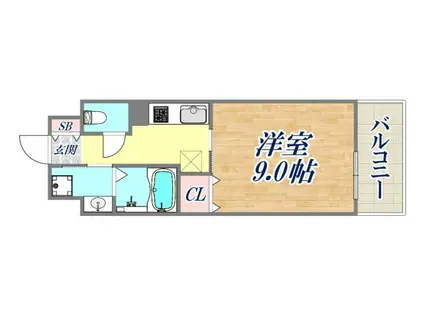 ベルフェリーク新神戸(1K/4階)の間取り写真