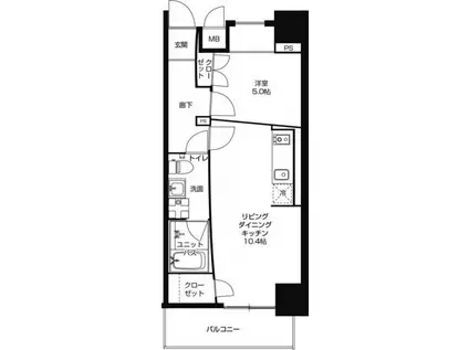 URBAN FLATS中之島(1LDK/3階)の間取り写真