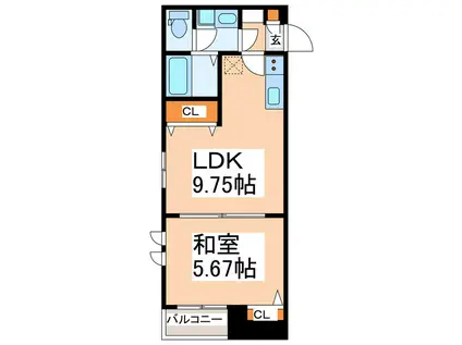 LEMIEK土河原町(1LDK/1階)の間取り写真