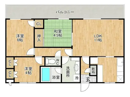 エルザサンリバー戸畑(3LDK/7階)の間取り写真