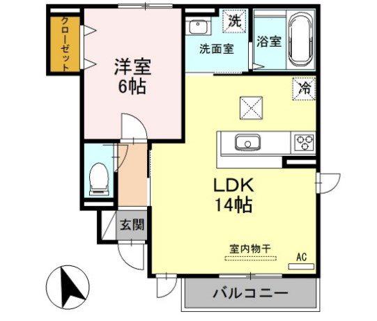 BIO HOUSE II(1LDK/1階)の間取り写真