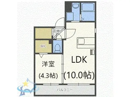 シマン24軒(1LDK/4階)の間取り写真