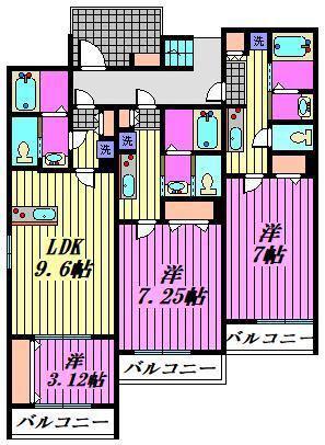 入間市河原町 (1LDK/3階)の間取り写真
