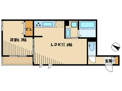 ベルフィオーレⅠ(1LDK/2階)の間取り写真