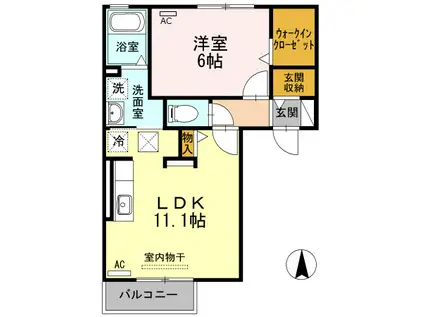 ルミウス(1LDK/1階)の間取り写真