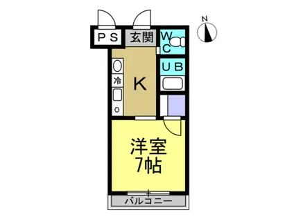 高根台ビレッジ(1K/3階)の間取り写真