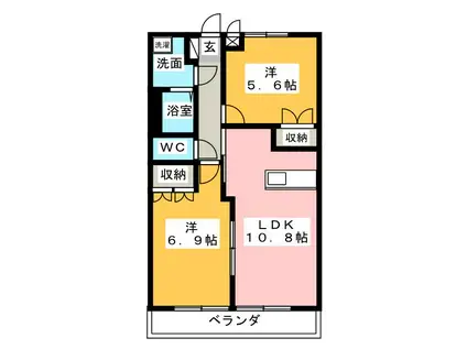 ルアール(2LDK/2階)の間取り写真