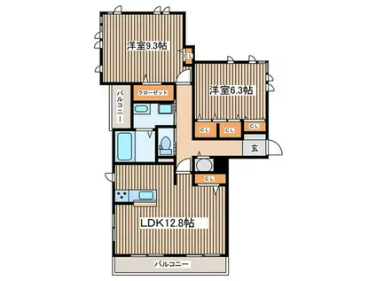 ラディーチェA(2LDK/2階)の間取り写真