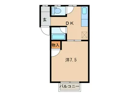 ＪＲ常磐線 牛久駅 徒歩29分 2階建 築30年(1DK/2階)の間取り写真
