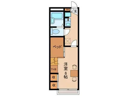 ドミール中島N(1K/2階)の間取り写真