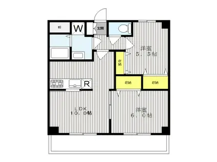 サンバードコマツ(2LDK/4階)の間取り写真