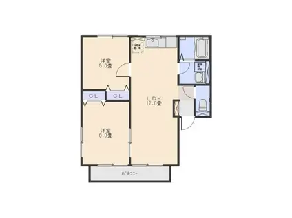 クレール錦(2LDK/2階)の間取り写真