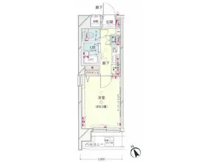 シンシア目白(1K/9階)の間取り写真