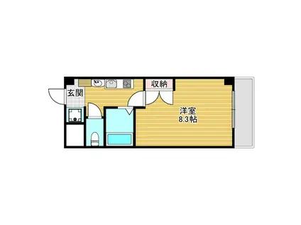 シャンヴェルジェ豊中(1K/2階)の間取り写真