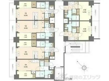 エスリードレジデンス ザ・グラン 梅田イースト(1LDK/12階)の間取り写真