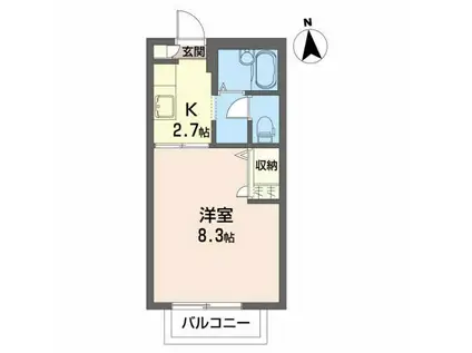 フローラ台新(1K/2階)の間取り写真