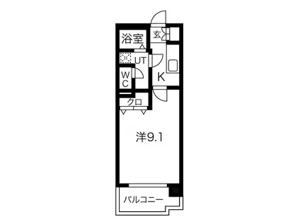 リビングステージ広瀬川(1K/3階)の間取り写真