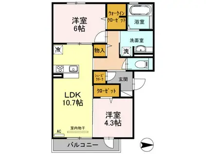 ソレイユ八尾(2LDK/3階)の間取り写真