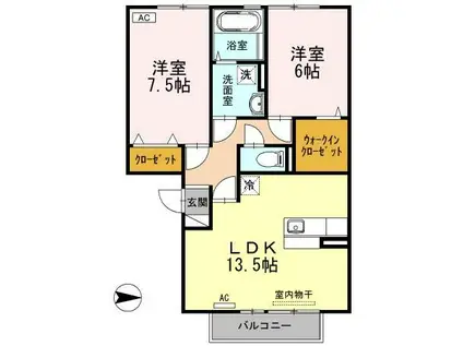 シャルル II(2LDK/3階)の間取り写真