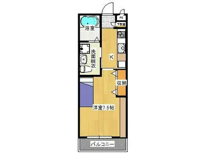 ケアルA(1K/2階)の間取り写真