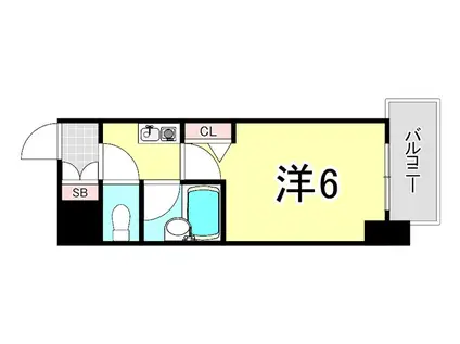 エスリード三宮第3(1K/9階)の間取り写真