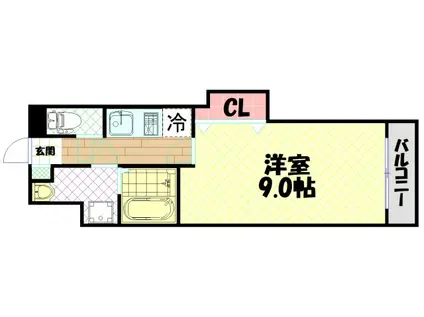 クラビス上町台(1K/5階)の間取り写真