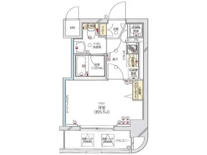 グリフィン横浜・桜木町十番館(1K/6階)の間取り写真