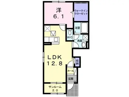 H・U.EUREKA(1LDK/1階)の間取り写真